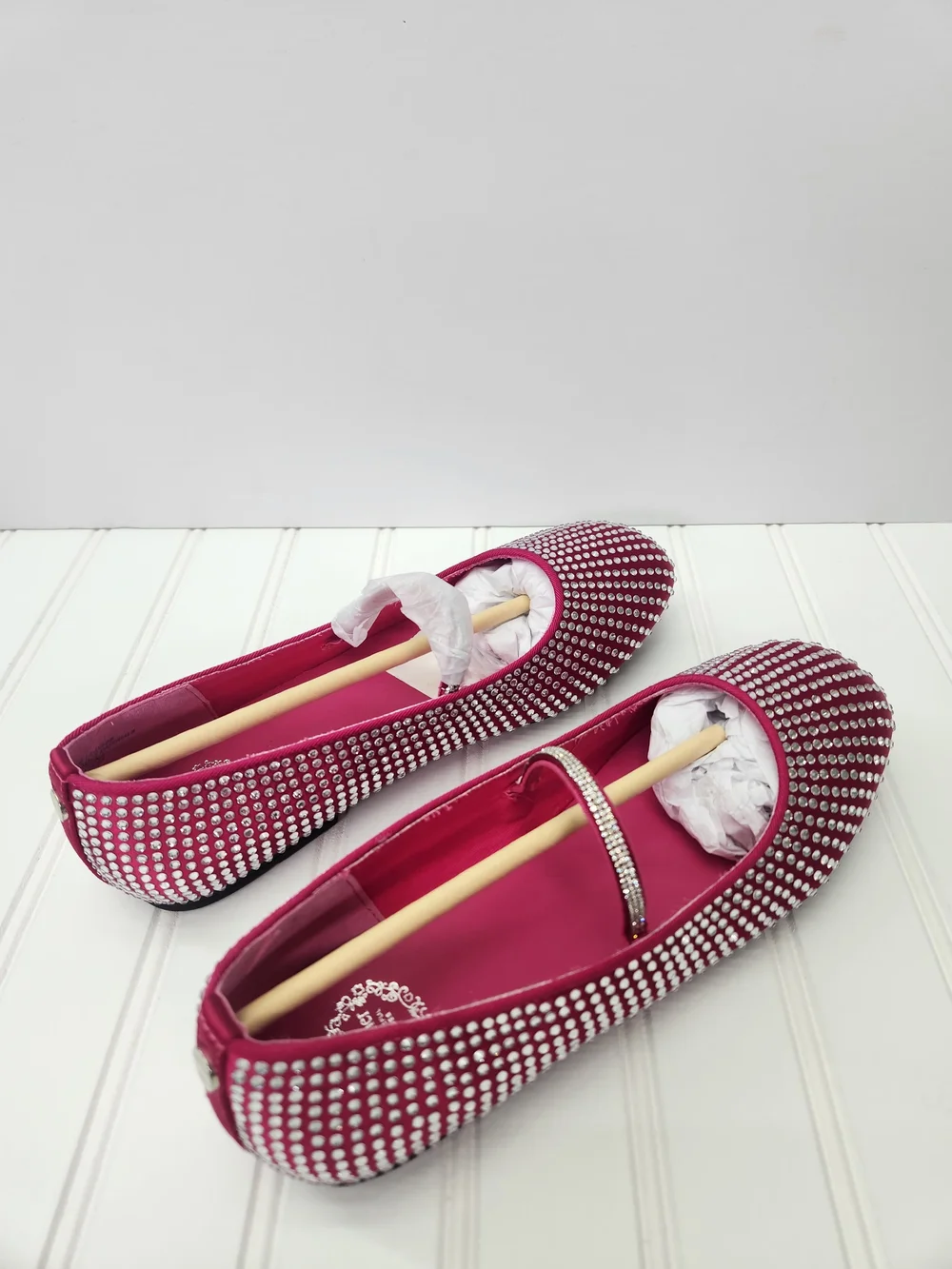 Miller Mercedes Rhinestone- Embellished Big Girl's Ballet Flats In Fuchsi Size 5